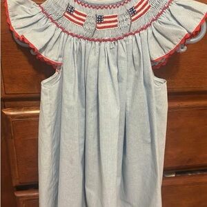 Patriotic Smocked Dress with Flags